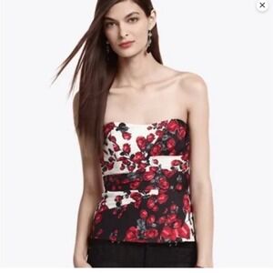 White House Black Market Womens Floral Strapless Bustier Top Size 14 Rockabilly